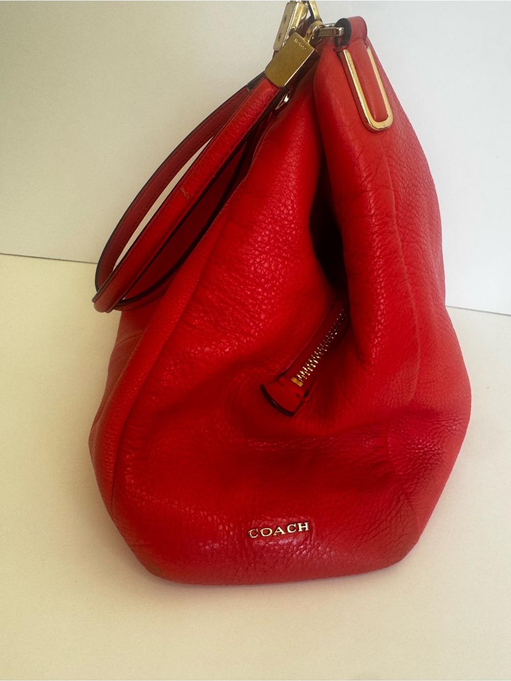 Coach Red Leather Madison Phoebe Shoulder Bag with Gold Accents - Picture 3 of 14